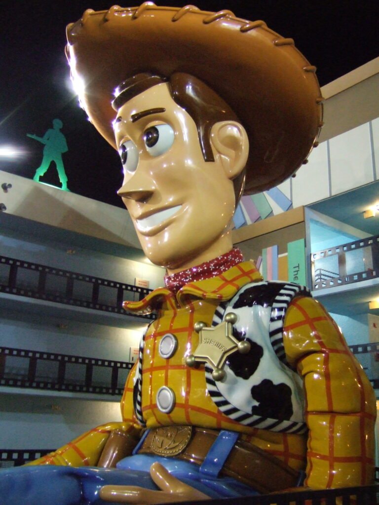 A large statue of Woody from the All Star Movies Resort